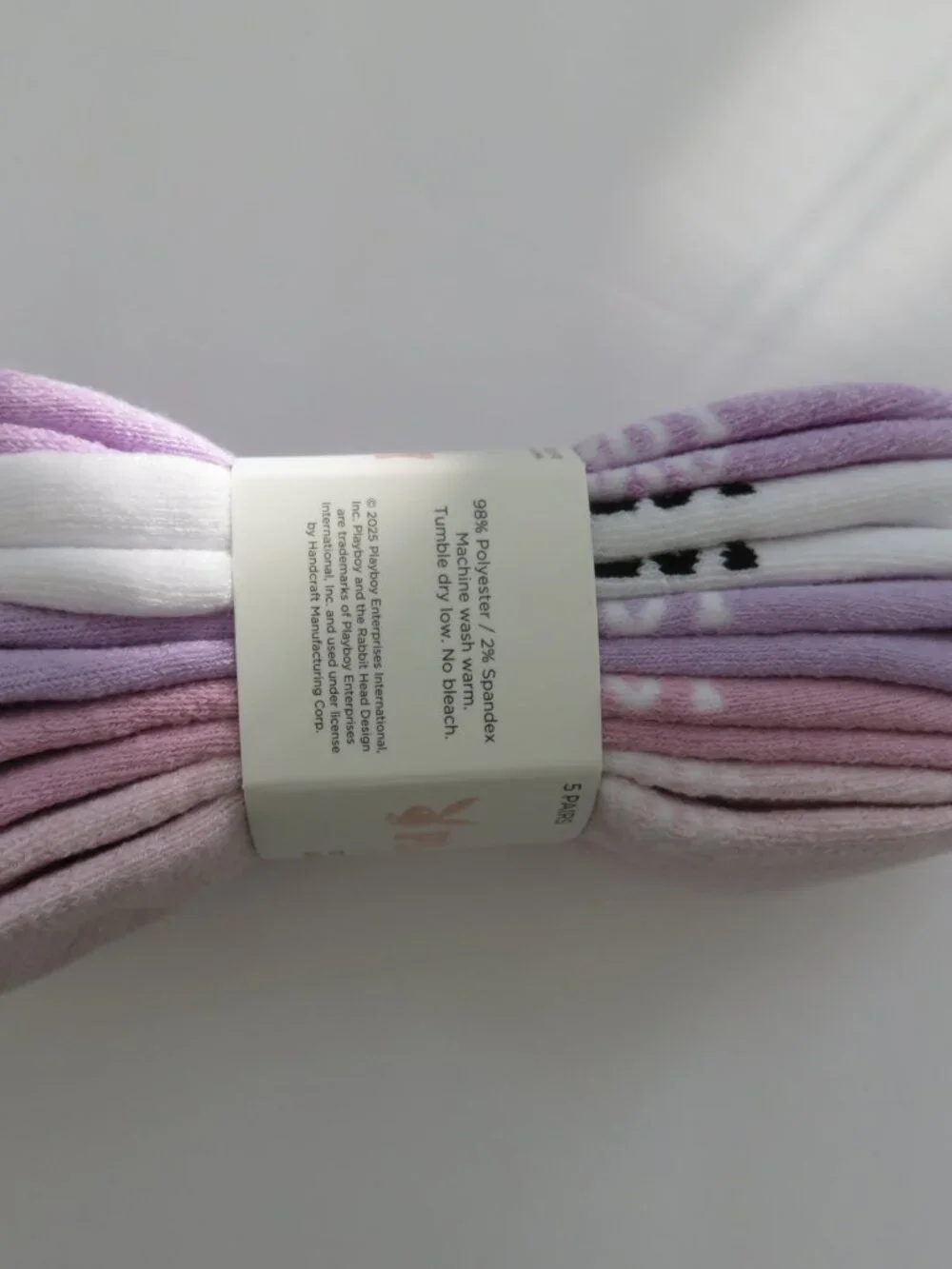 (#142) Playboy Multi-color 5-PK Signature Logo Bunny Cushioned Crew Socks